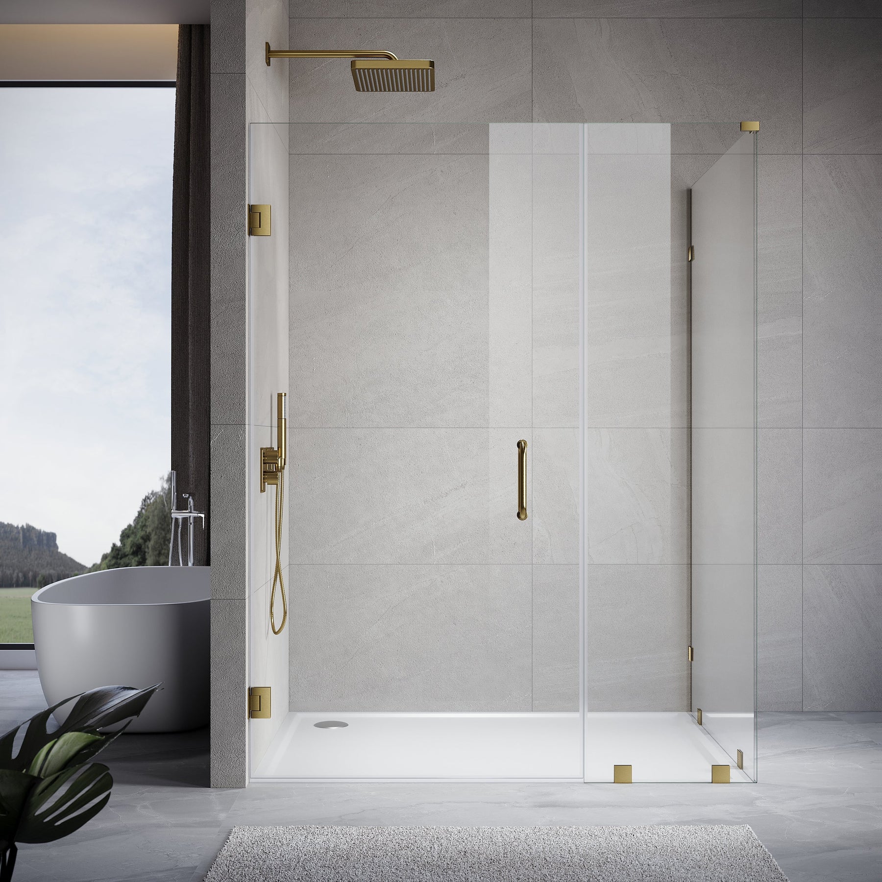 Unikoo frameless shower door gold hardware compared to framed shower door options 2026