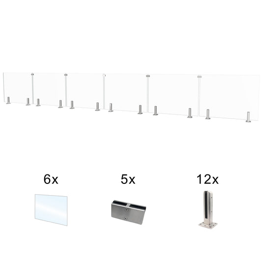 CLG-309 Glass Panel, 318x44cm, 6-Piece Set