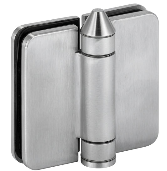Left Hand 180 Degree Glass to Glass Self-Closing Gate Hinge-Brushed Nickel