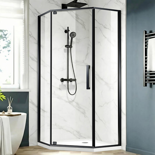 UK-G Neo-Angel Corner Shower Enclosure, 34 x 34 x 72 Inch, 1/4 Inch Clear Tempered Safety Glass, Outward-Opening Pivot Shower Door with Enduro Shield Easy-Clean Coating -wholesale