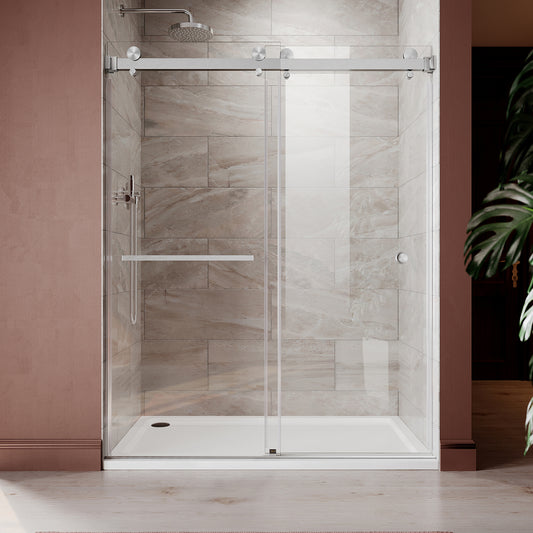 UKD01 61 to 65 in. W x 76 or 80 in. H Double Sliding Frameless Shower Door in, EnduroShield 3/8 in. Clear Glass -wholesale