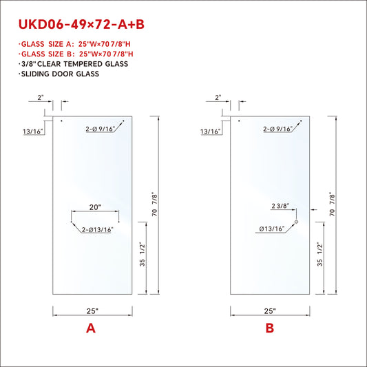 UKD06 SLIDING DOOR GLASS (A+B) GLASS WITH ENDURO SHIELD COATING ON BOTH SIDES