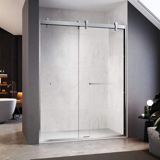 UKD08- 60 in. W x 76 in. H Double Sliding Semi-Frameless Bathtub Door with EnduroShield in Clear Glass