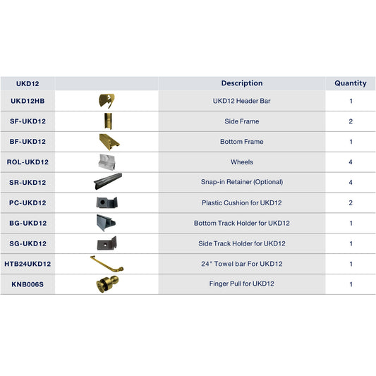 UKD12 60' X 66' SLIDING DOOR HARDWARE KIT