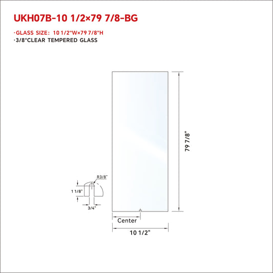 SWING DOOR GLASS - FIXED PANEL W/ 1 CLAMP CUT ON BOTTOM (BARE GLASS) WITH ENDURO