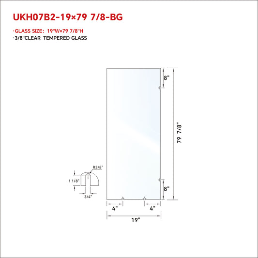 SWING DOOR GLASS - SIDE PANEL W/ 4 CLAMP CUTS (BARE GLASS) WITH ENDURO SHIELD