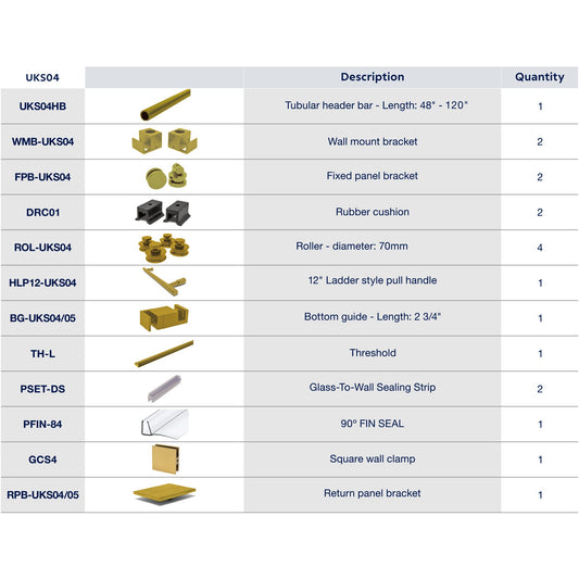 UKS04 50' - 55' SLIDING DOOR HARDWARE KIT