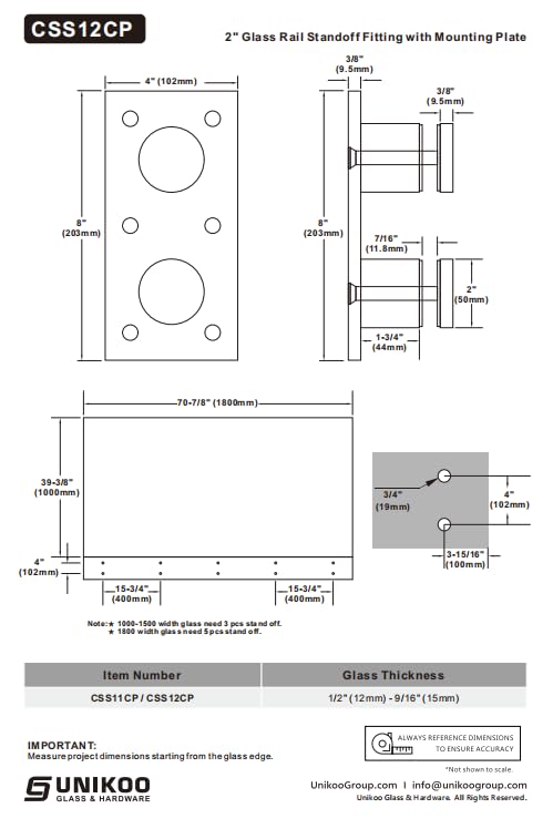 Commercial - Glass Rail Standoff Base & Cap