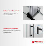 Puerta de ducha corredera sin marco UNIKOO de acero inoxidable con vidrio templado certificado Optiwhite de 3/8" (10 mm).