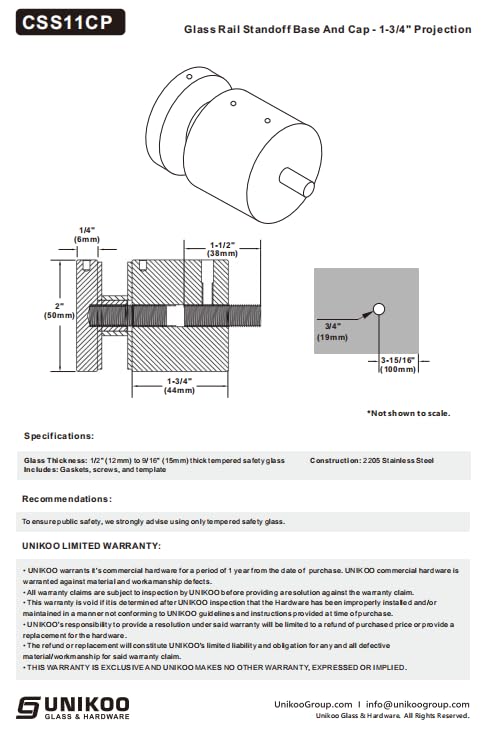 Commercial - Glass Rail Standoff Base & Cap