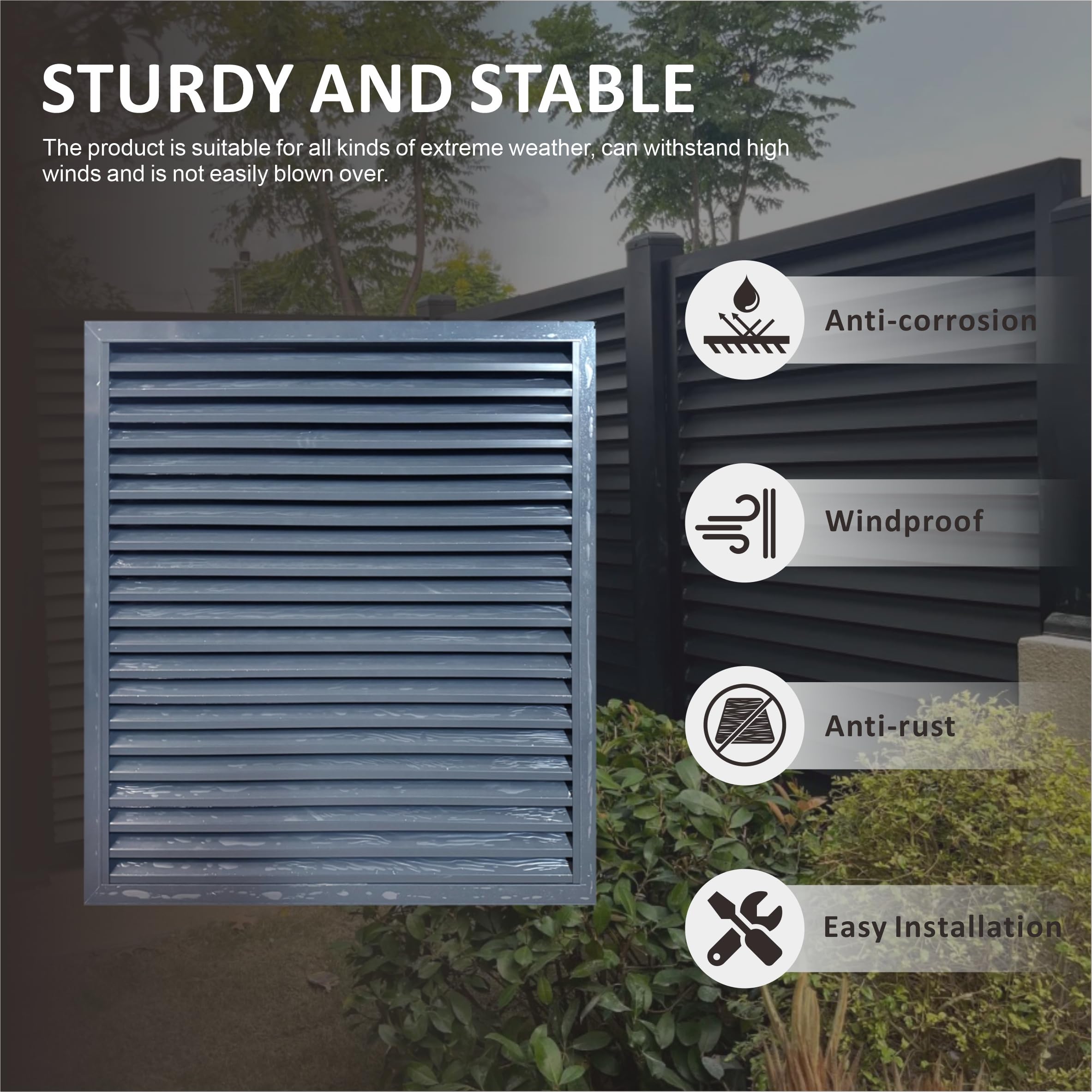 UNIKOO 1 panel de valla de privacidad de aluminio para protección contra el viento