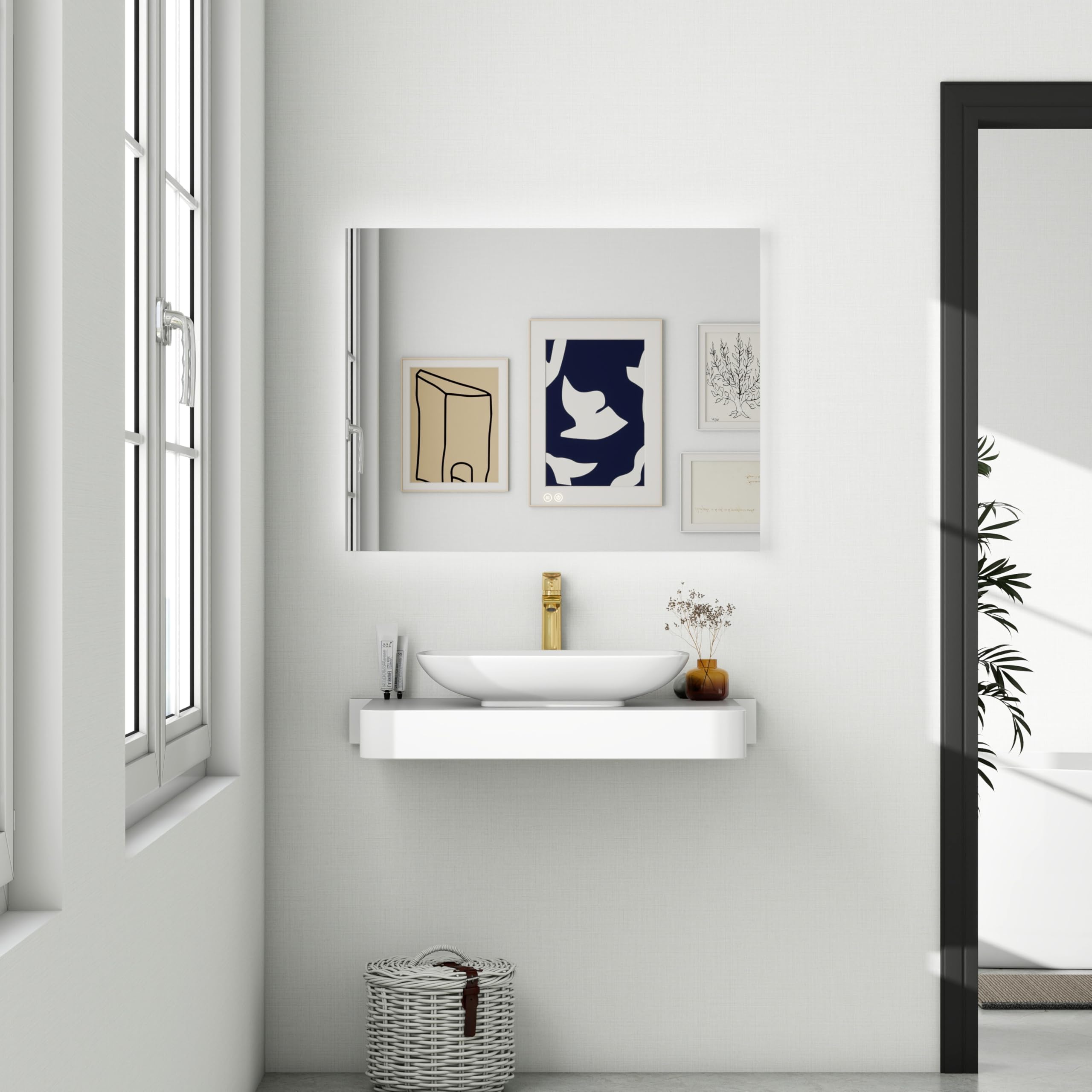 LED Backlit Bathroom Vanity Mirror with Dual Lighting, Anti-Fog, 3-Color Dimmable CRI90+, Memory Function, and Shatter-Proof Glass