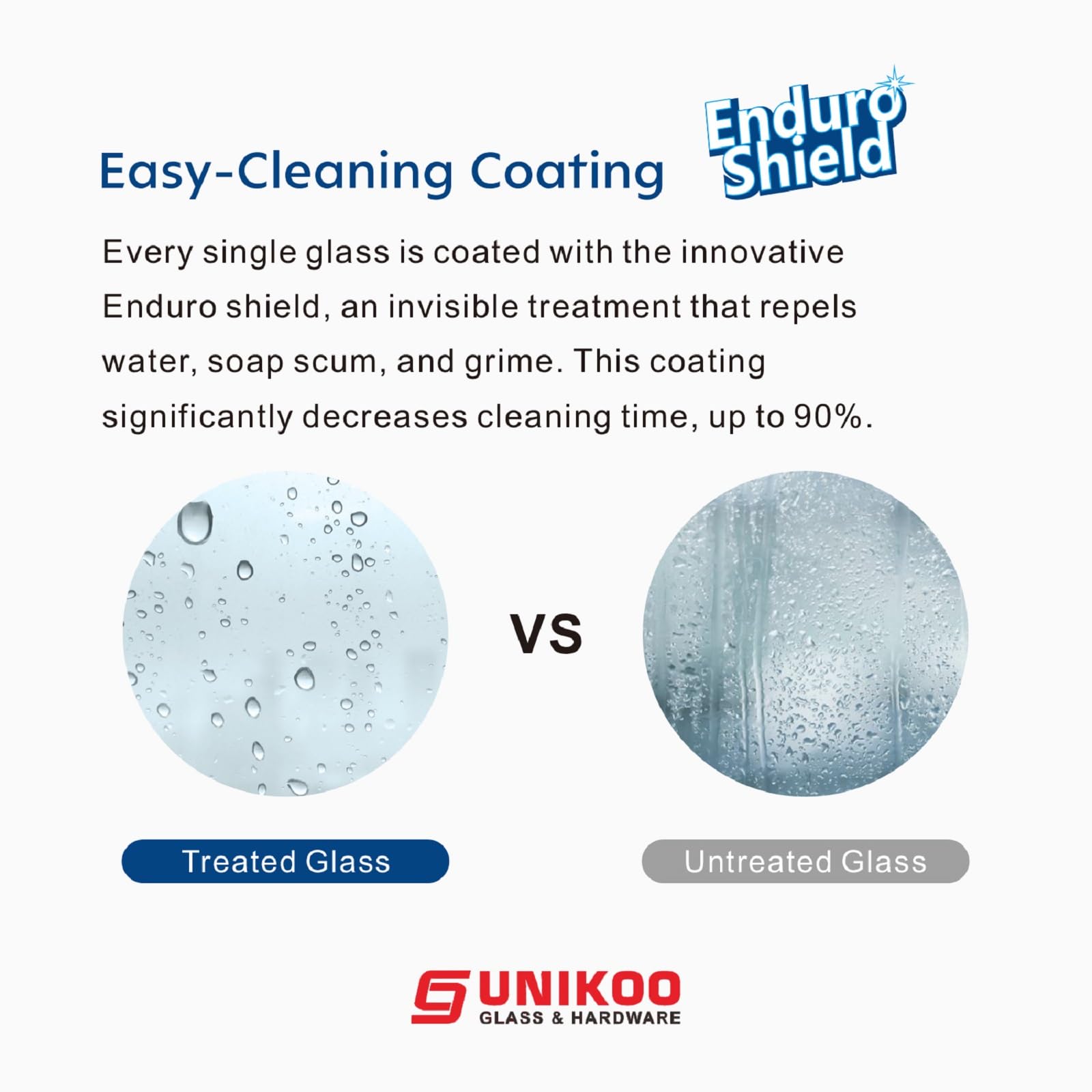 UNIKOO - Cabina de ducha corredera individual ajustable sin marco de acero inoxidable con (1) manija doble de 16”