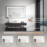 UNIKOO 24 in. W x 32 in. H Rectangular Aluminum Framed LED Light Anti-Fog Bathroom Vanity Mirror