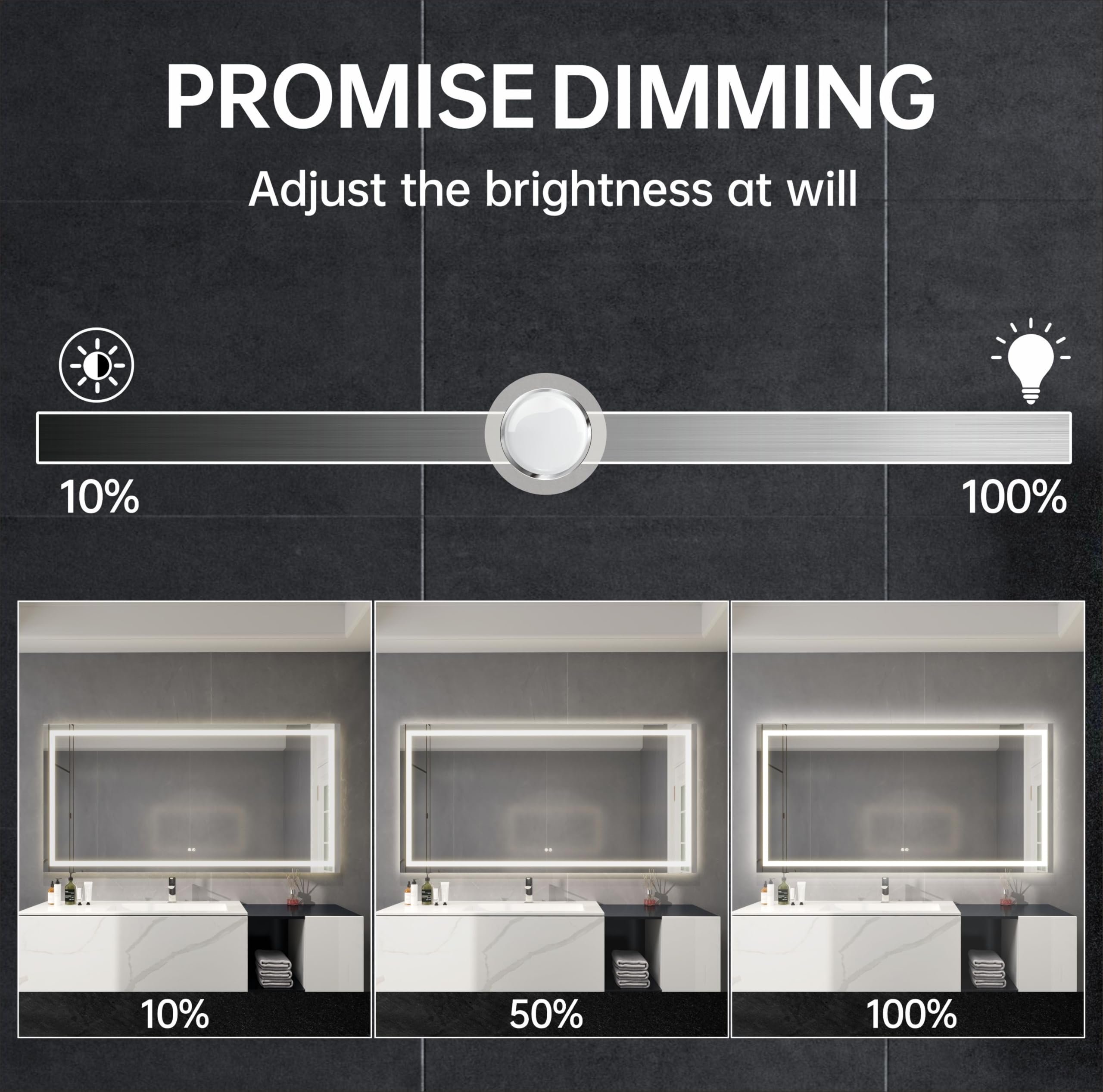 LED Backlit Bathroom Vanity Mirror with Dual Lighting, Anti-Fog, 3-Color Dimmable CRI90+, Memory Function, and Shatter-Proof Glass