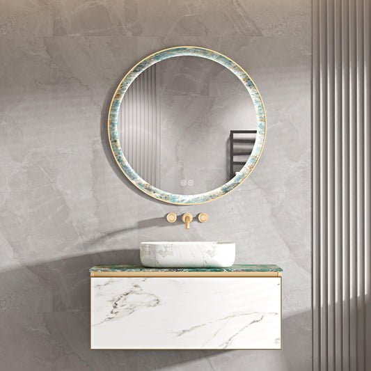 24 in. W x 24 in. H Round Stain Steel Framed LED Light Anti-Fog Bathroom Vanity Mirror