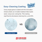 UNIKOO Frameless Stainless Steel Sliding Shower Door with 3/8" (10mm) Certified Tempered Acid-Etch e Glass. The King Series