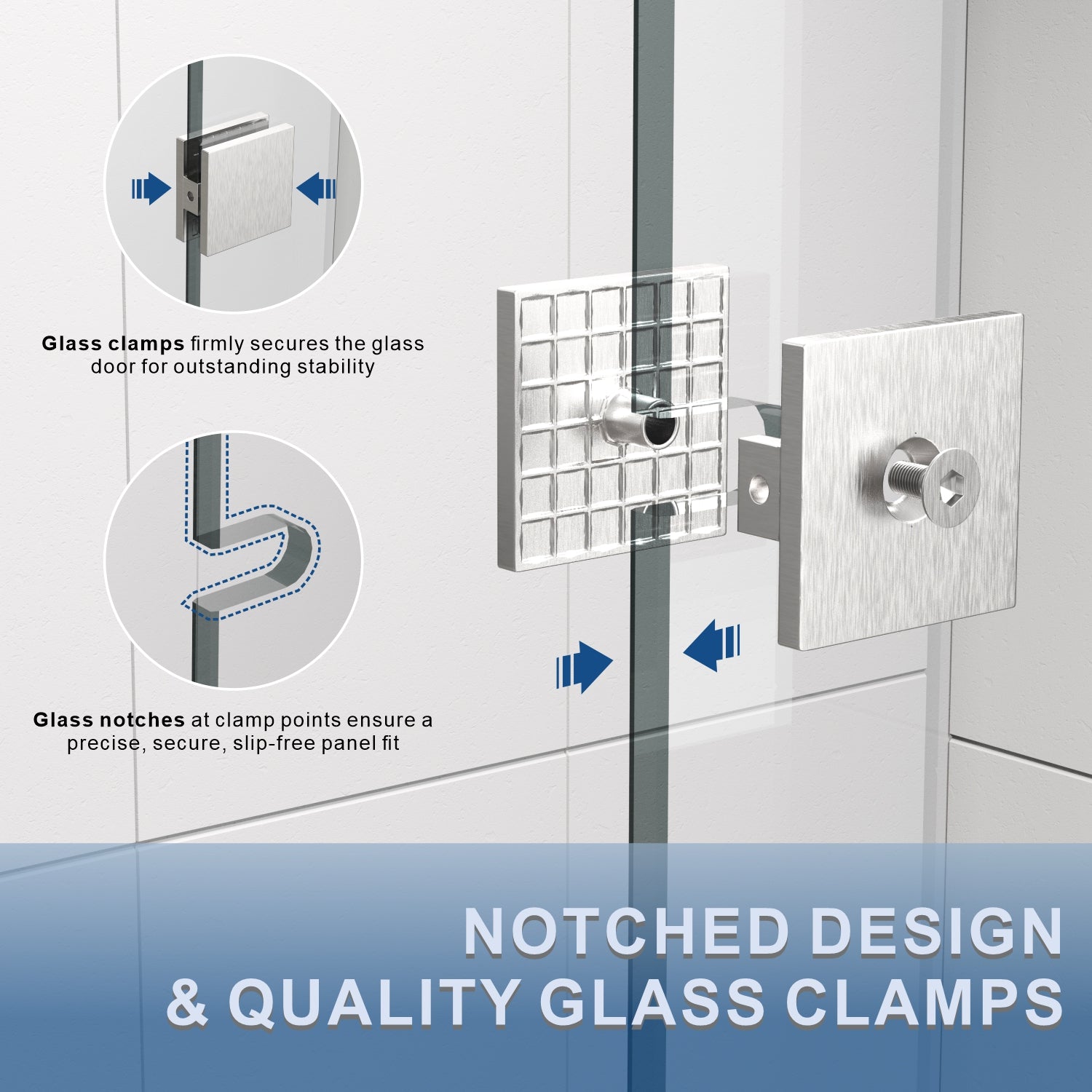 31 in W x 80 in. H Frameless Fixed Shower Glass Panel with 3/8 in. Clear Tempered Glass