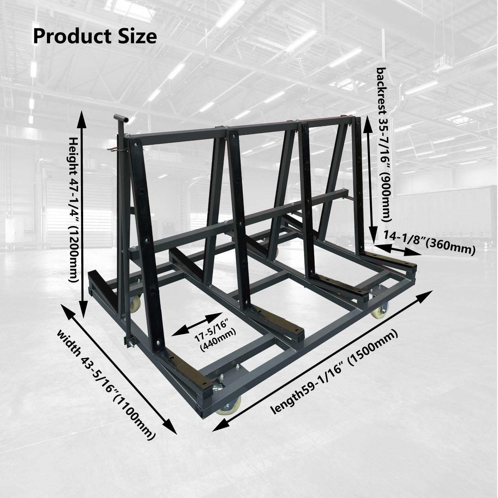 Unikoo Heavy Duty Drywall Cart, Glass Panel Dolly Handling Plywood Sheetrock Glass and Windows Service Cart