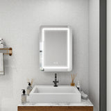 19-1/4 in. W x 27-1/4 in. H Surface Mount Right LED Light Mirror Anti-Fog Medicine Cabinet