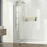 UKH07B  27" W x 80" H Shower Glass Panel, Semi-Framed Fixed Glass Shower Panel with Solid Frame, 3/8" (10mm) Thick Clear Certified Tempered Shower Door, Bathroom Shower Screen