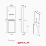 Unikoo Recessed Paper Towel Dispenser with Wall Trash Can, 13.75 x 8.06 x 47.25 Stainless Steel