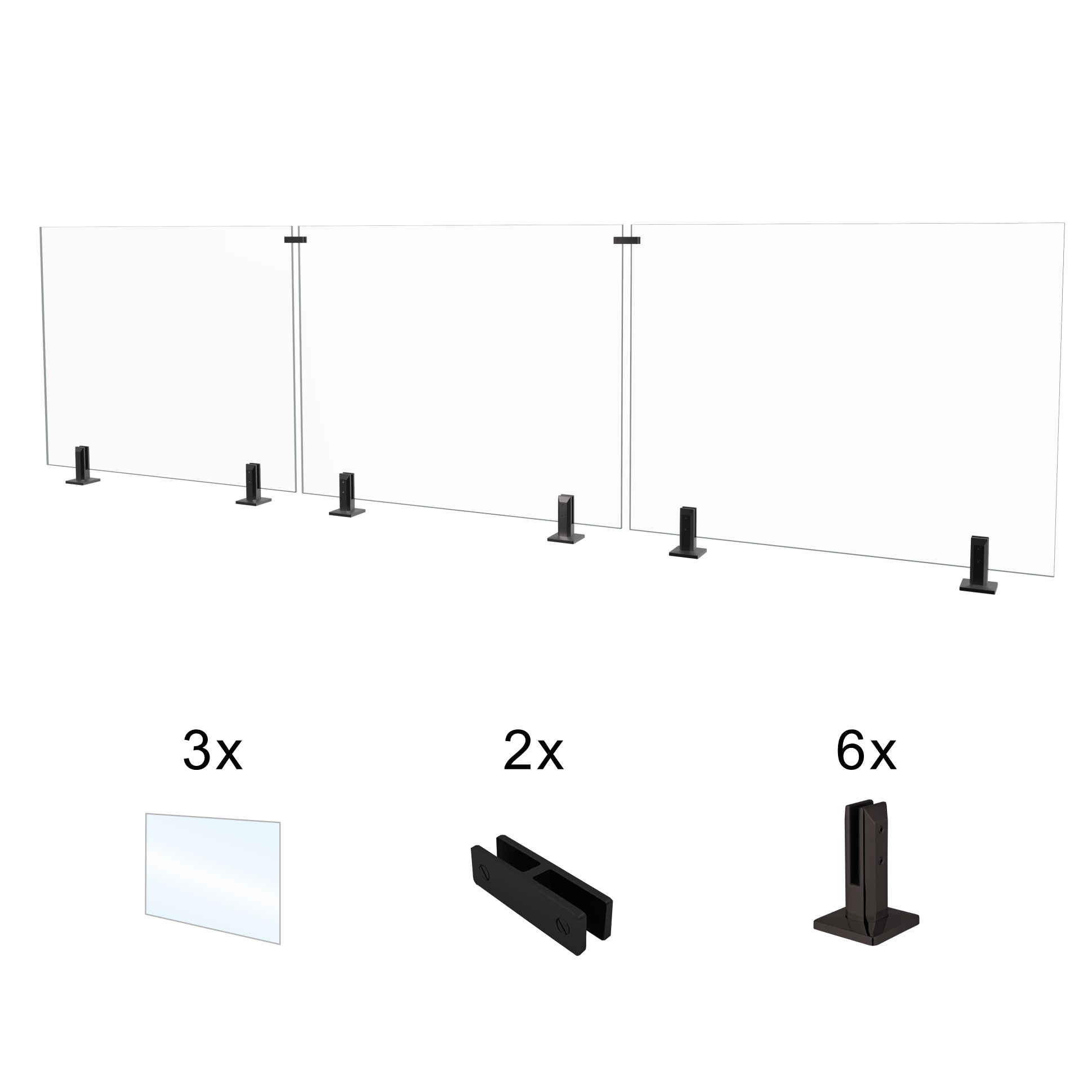CRG-121 Glass Panel, 123x44cm, 3-Piece Set