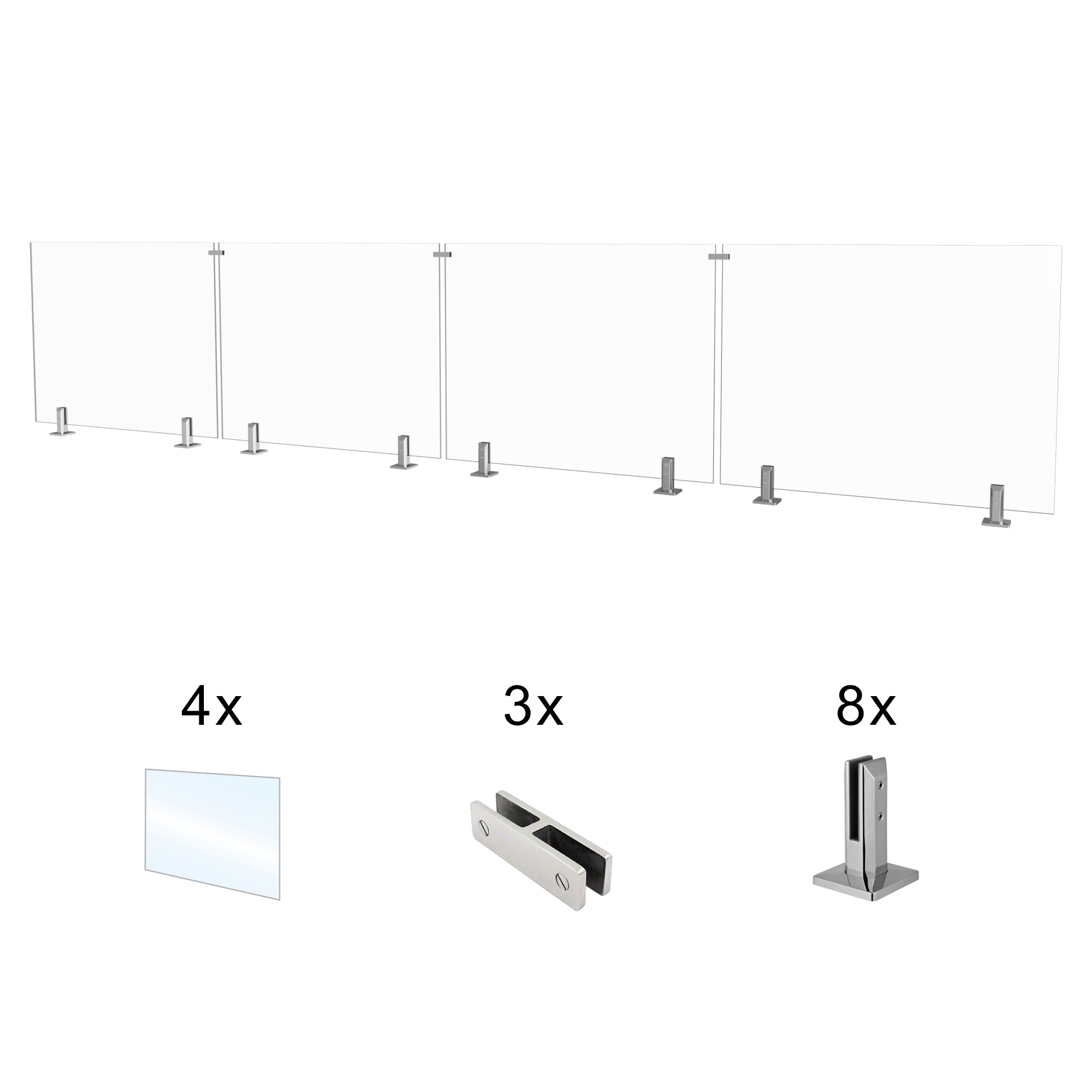 CRG-194 Glass Panel, 197x44cm, 4-Piece Set