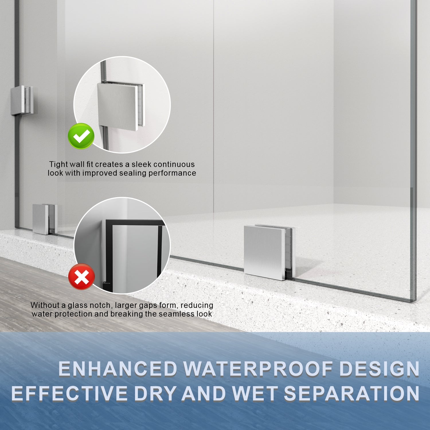 31 in W x 80 in. H Frameless Fixed Shower Glass Panel with 3/8 in. Clear Tempered Glass