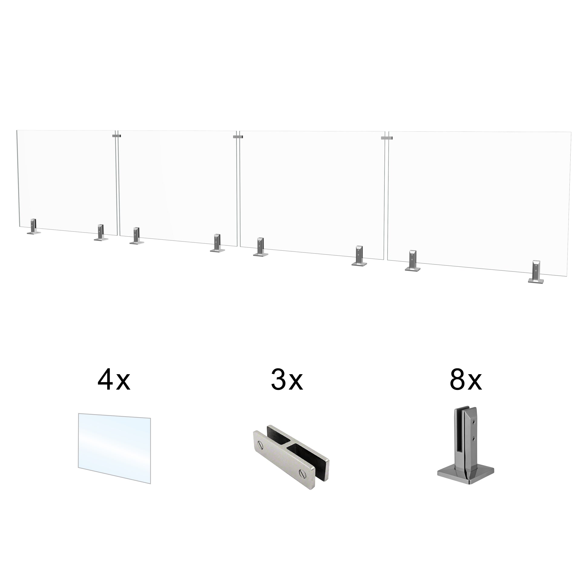 CRG-194 Glass Panel, 197x44cm, 4-Piece Set