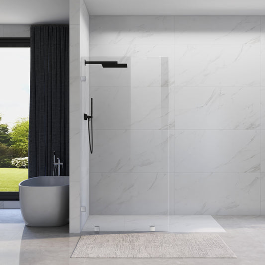 40 in W x 80 in. H Frameless Fixed Shower Glass Panel with 3/8 in. Clear Tempered Glass