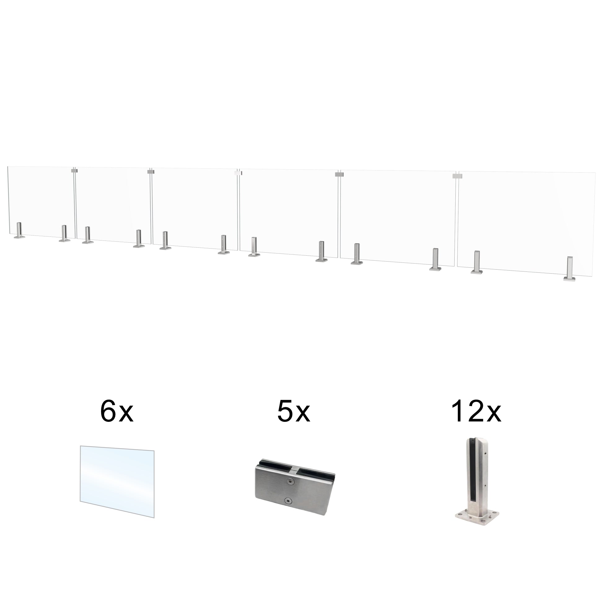 CLG-357 Glass Panel, 366x44cm, 6-Piece Set