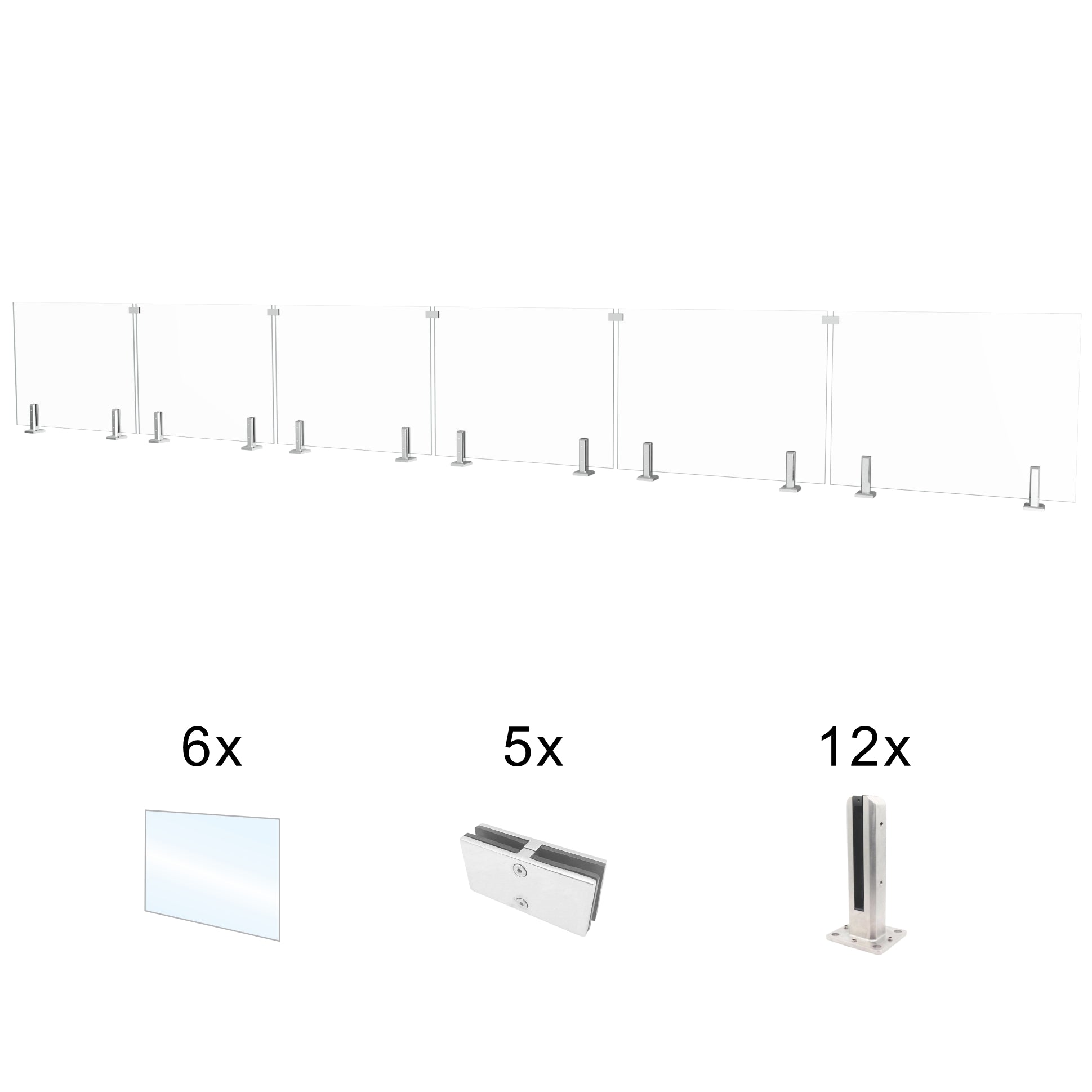 CLG-357 Glass Panel, 366x44cm, 6-Piece Set