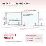 CLG-146 Glass Panel, 151x44cm, 3-Piece Set