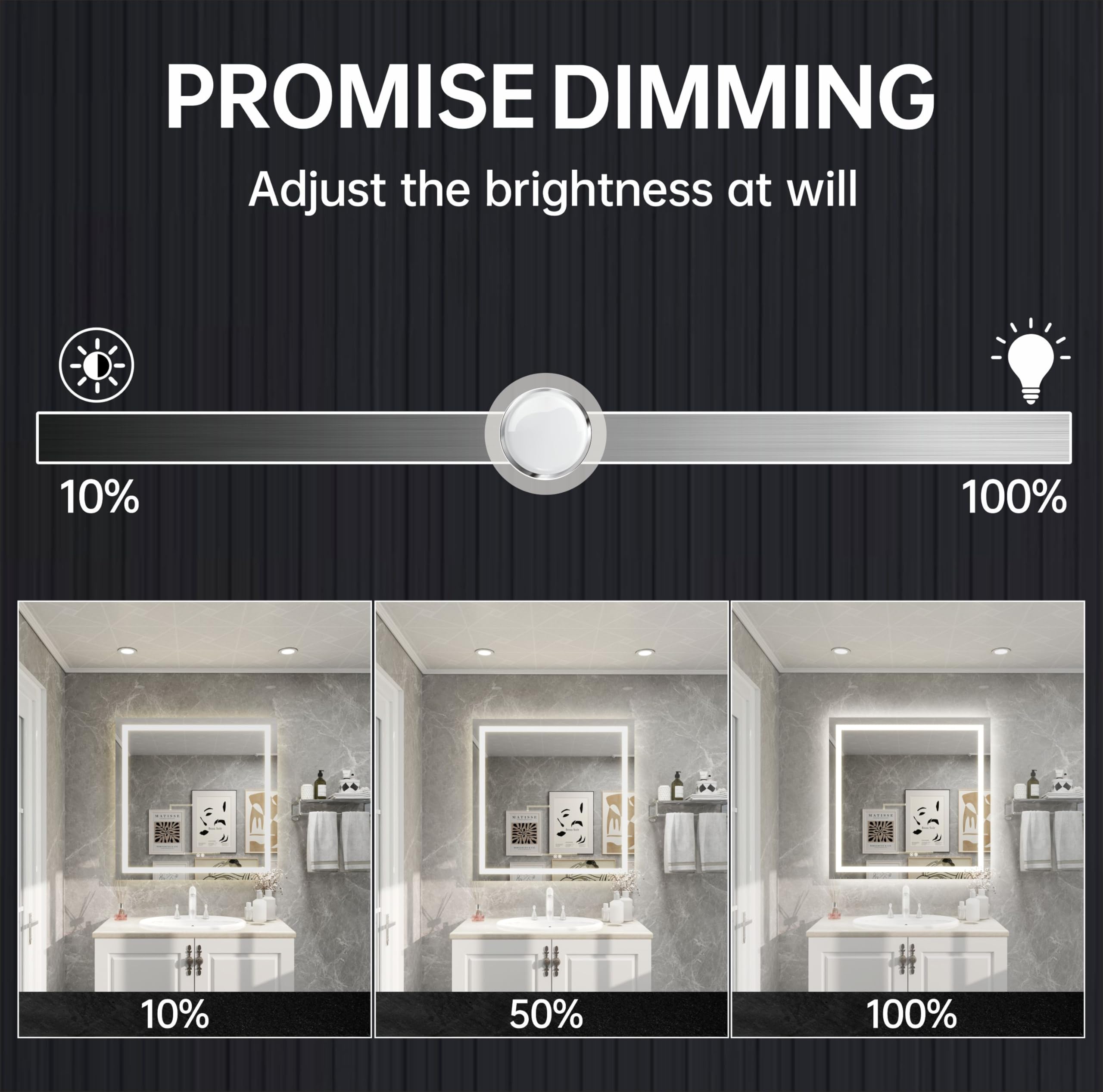 LED Backlit Bathroom Vanity Mirror with Dual Lighting, Anti-Fog, 3-Color Dimmable CRI90+, Memory Function, and Shatter-Proof Glass