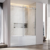 UNIKOO - Cabina de ducha corredera individual ajustable sin marco de acero inoxidable con (1) manija doble de 16”