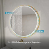 24 in. W x 24 in. H Round Stain Steel Framed LED Light Anti-Fog Bathroom Vanity Mirror
