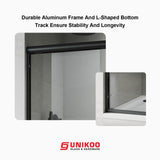 Puerta de ducha corredera doble UNIKOO de 56"-60" de ancho × 72" de alto, semiframeless, de acero inoxidable, en negro mate, con vidrio templado transparente certificado de 1/4" (6 mm). Serie Countesss UKD07-6072-MBL