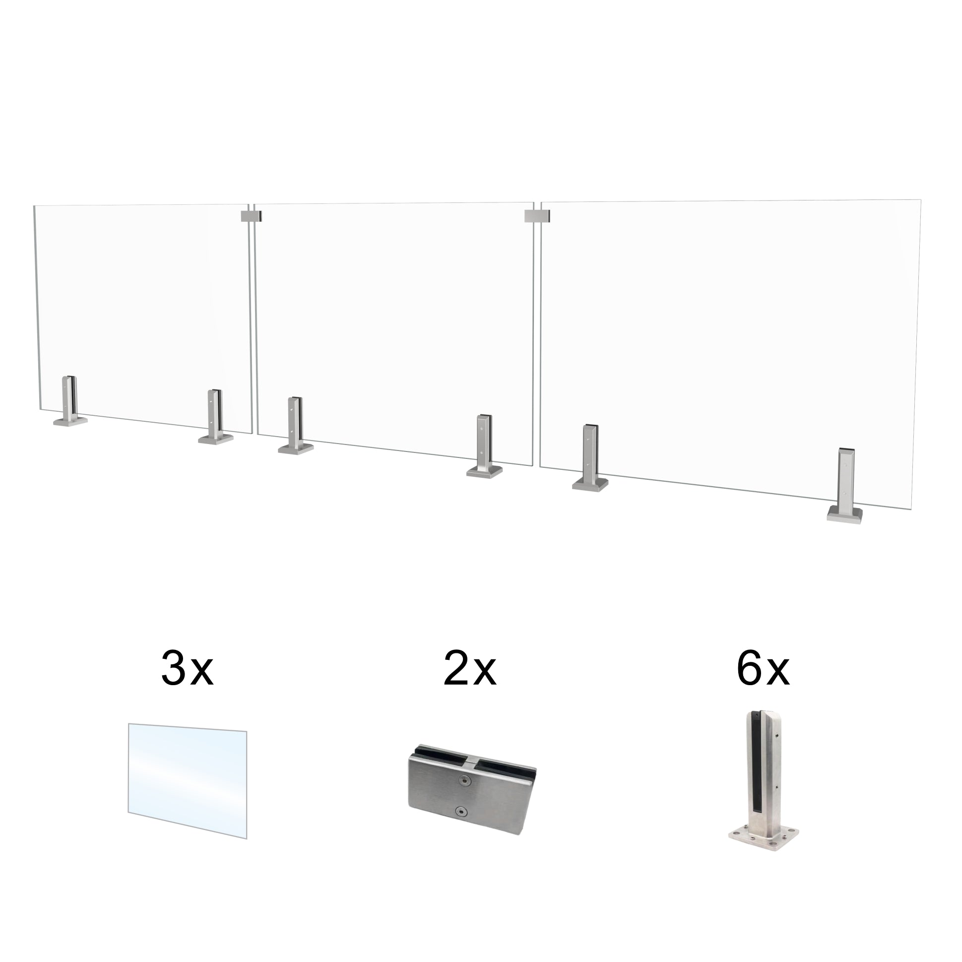 CLG-146 Glass Panel, 151x44cm, 3-Piece Set
