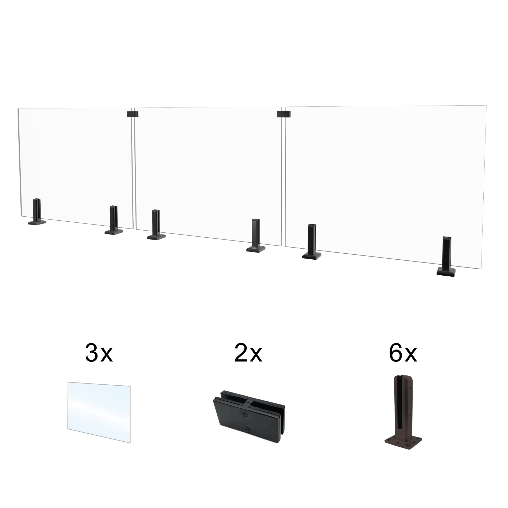 CLG-146 Glass Panel, 151x44cm, 3-Piece Set