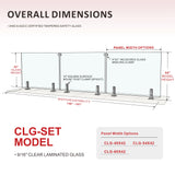 CLG-152 Glass Panel, 157x44cm, 3-Piece Set