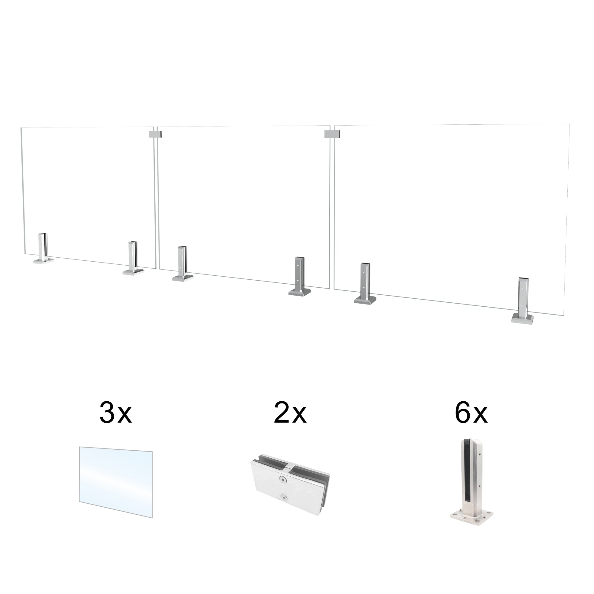 CLG-146 Glass Panel, 151x44cm, 3-Piece Set