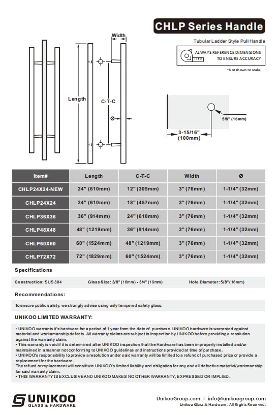 UNIKOO Ladder Style Bar Handle Stainless Steel Back-to-Back Ladder Pull