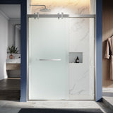 UKD08- 60 in. W x 76 in. H  1T1F Double Sliding Semi-Frameless Bathtub Door with EnduroShield in Acid Etch Glass