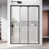56"- 60" W×66" H Framed Stainless Steel Bypass Sliding Shower Door in Matte Black with Three 5/16" (8mm) Certified Tempered Clear Glass UKS13-60x66