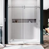UKS04 - Puerta de ducha corrediza sin marco de 56 a 60 pulgadas de ancho x 80 pulgadas de alto, 1FP, vidrio transparente EnduroShield de 3/8 de pulgada