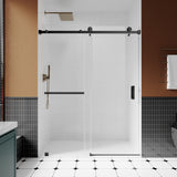 UKS05 - Puerta de ducha corrediza sin marco de 56 a 60 pulgadas de ancho x 80 pulgadas de alto, 1H1TB, vidrio transparente EnduroShield de 3/8 pulgadas SGCC
