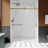 UKS05 - Puerta de ducha corrediza sin marco de 56 a 60 pulgadas de ancho x 80 pulgadas de alto, 1H1TB, vidrio transparente EnduroShield de 3/8 pulgadas SGCC