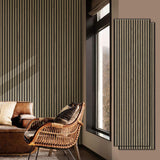 Panel de pared de listones de madera UNIKOO - 60 cm x 240 cm, panel 3D acanalado que absorbe el sonido, ideal para la decoración moderna del hogar.