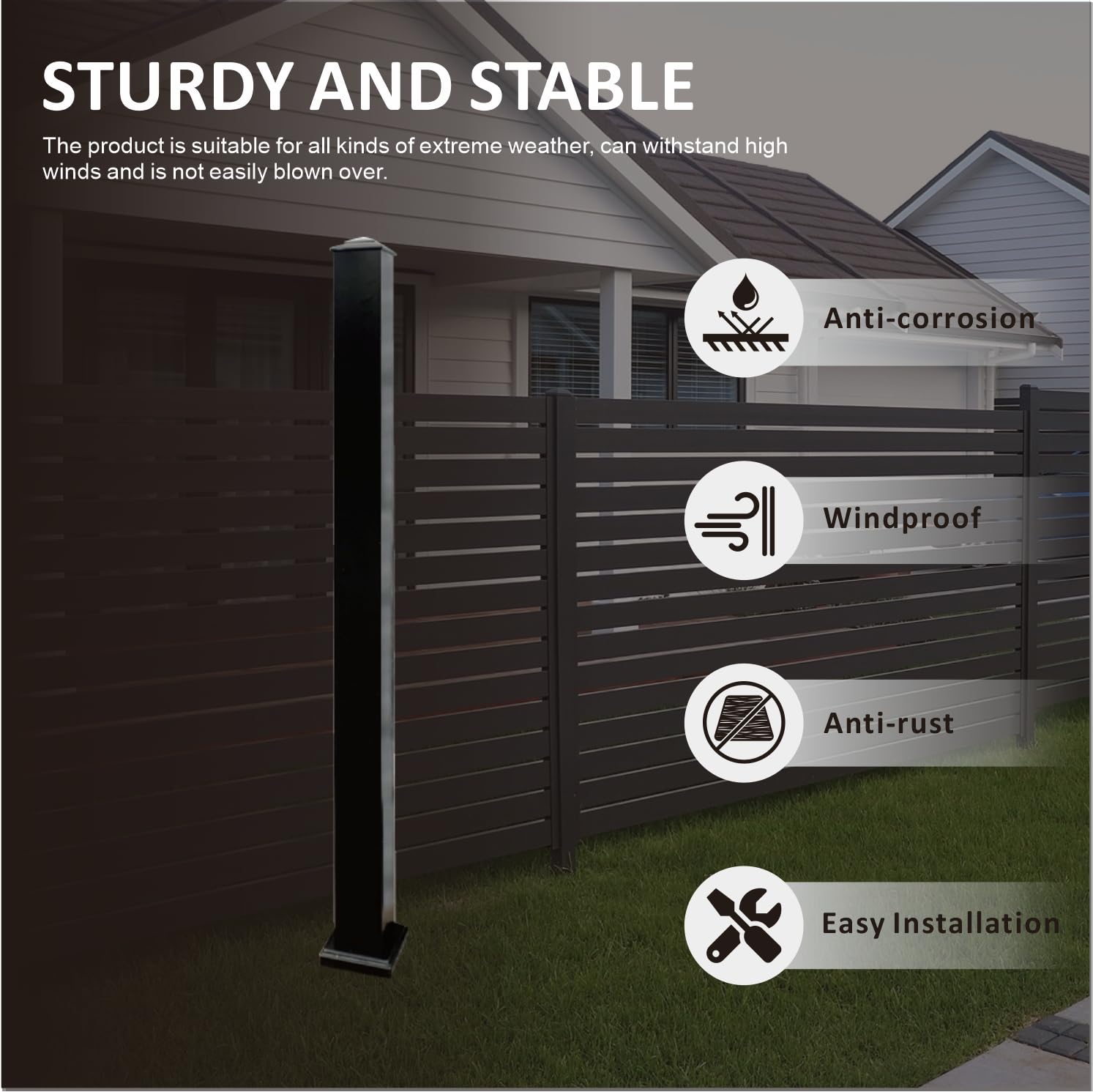 UNIKOO 1 panel de valla de privacidad de aluminio para protección contra el viento